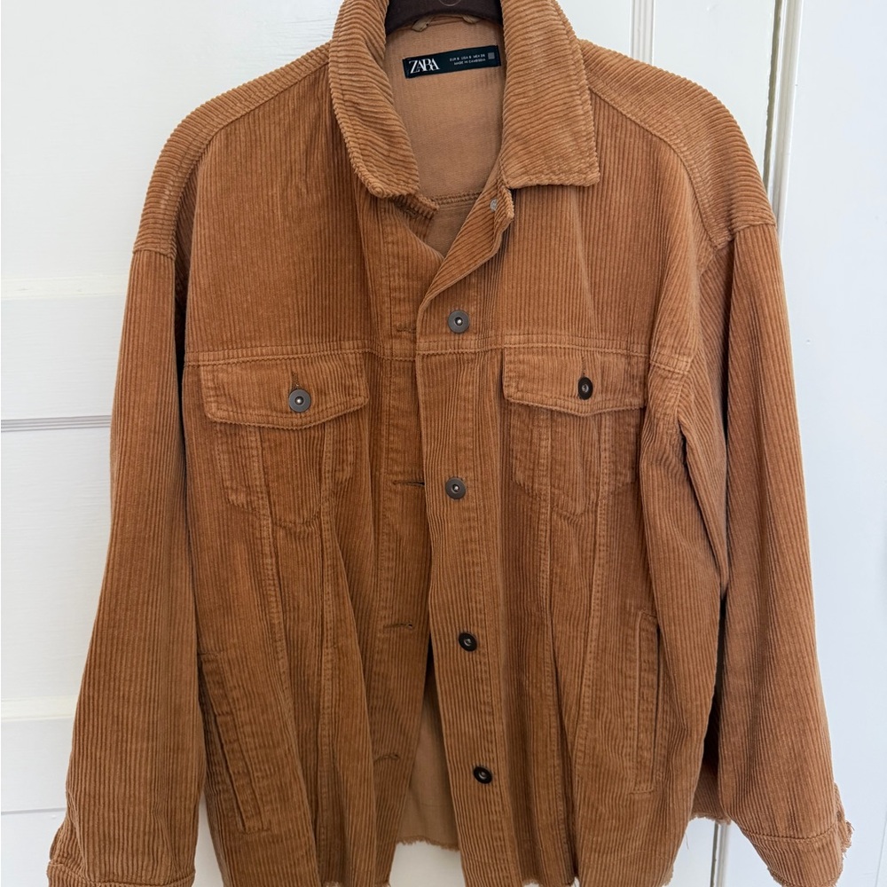 ZARA Women’s Corduroy Shirt Jacket in Camel Brown